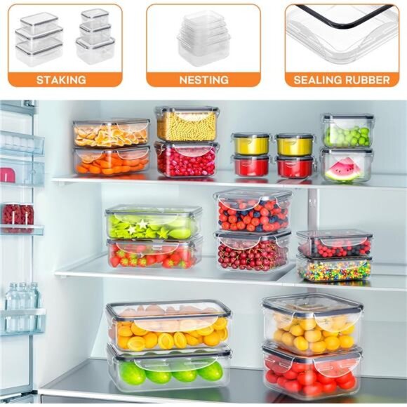 40 PCS Food Storage Containers with Lids Airtight (20 Containers & 20 Lids) - Picture 3 of 7